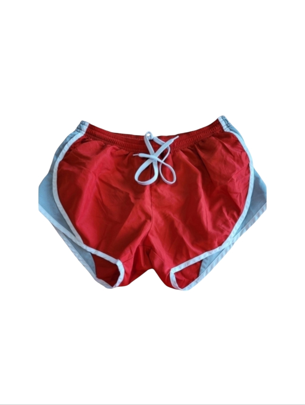 Soffe Red Athletic Track Shorts With White and Gray Mesh Trim Size Small